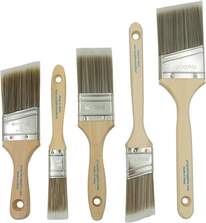 Pro Grade, Paint Brushes, 5-Piece, Paint Brush Set: Flat & Angle Brushes for Latex and Oil Paints... | Amazon (US)