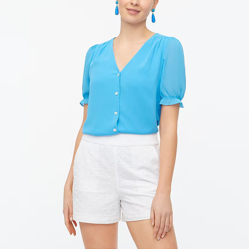 V-neck puff-sleeve top | J.Crew Factory