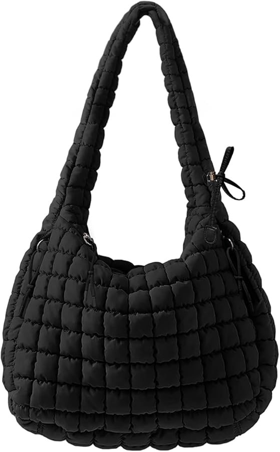 Puffer Quilted Tote Bag for Women Nylon Crossbody Bags Puffy Purse Hobo Large Shoulder Bag Trendy | Amazon (US)
