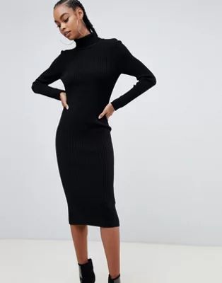 ASOS DESIGN high neck rib midi dress | ASOS US