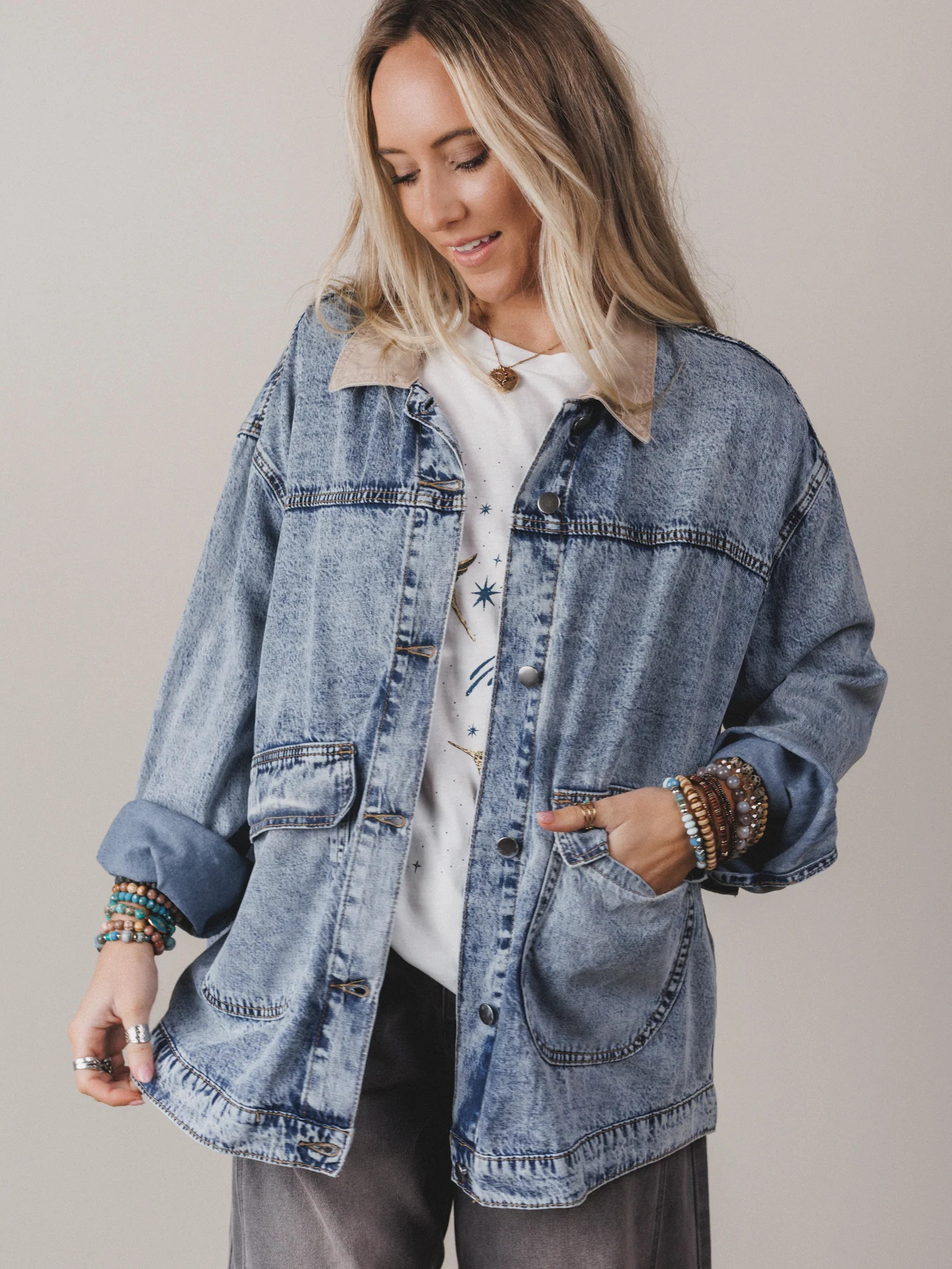 Blue Jean Baby Barn Jacket  - Washed Denim | Three Bird Nest