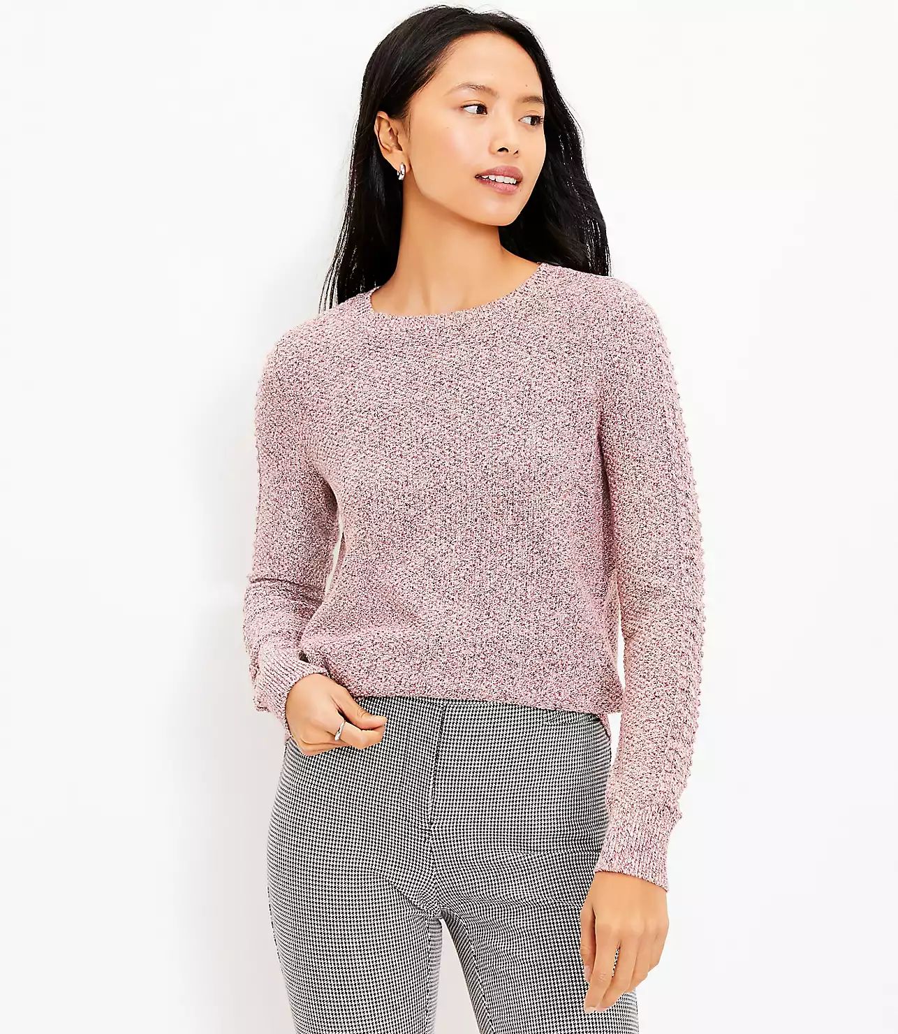 Marled Bobble Sleeve Sweater | LOFT