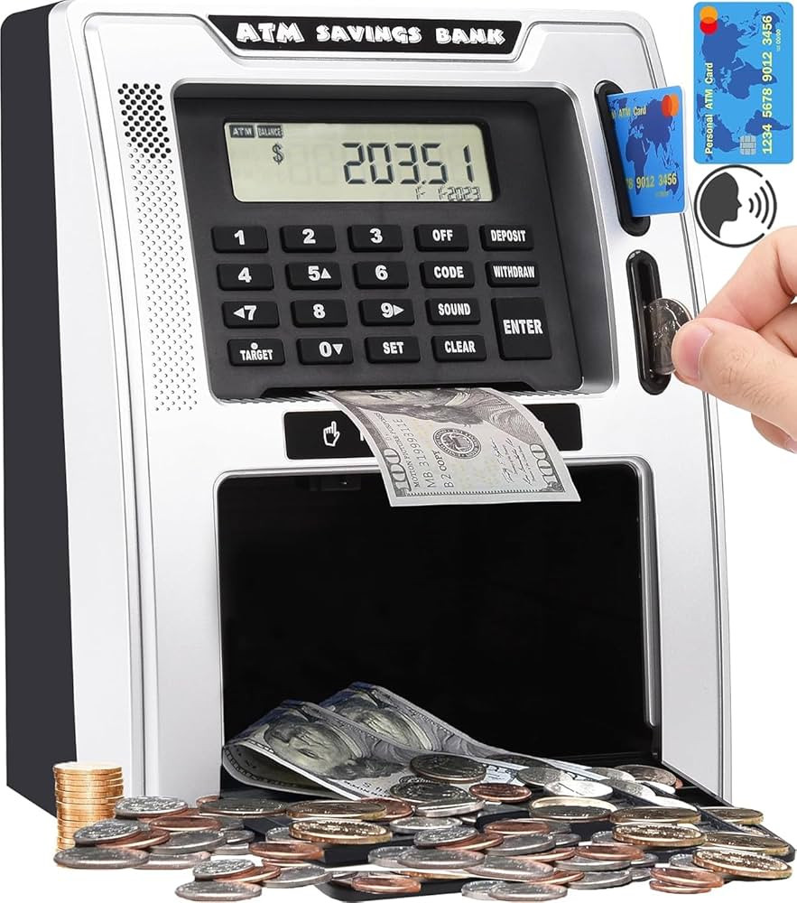 Talking ATM Piggy Bank for Kids with Dual Debit Cards for Real Money | Amazon (US)