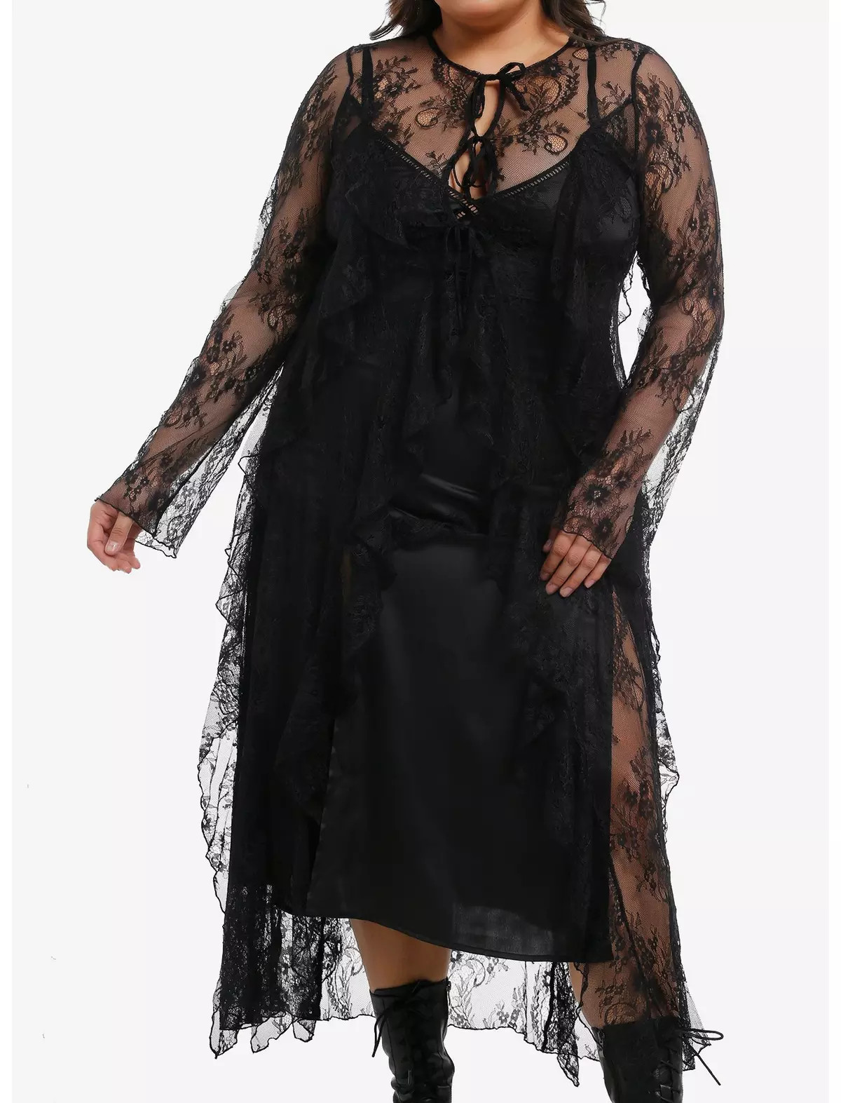 Cosmic Aura Black Lace Ruffle Duster Plus Size | Hot Topic | Hot Topic