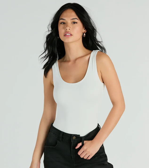 Smooth Silhouette Sleeveless Scoop Neck Bodysuit | Windsor Stores