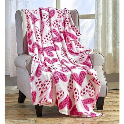 Valentine's Day Heart Collection Ultra Plush & Comfy Throw Blanket (50" x 60") - Whimsical Hearts-Scarlet | Target