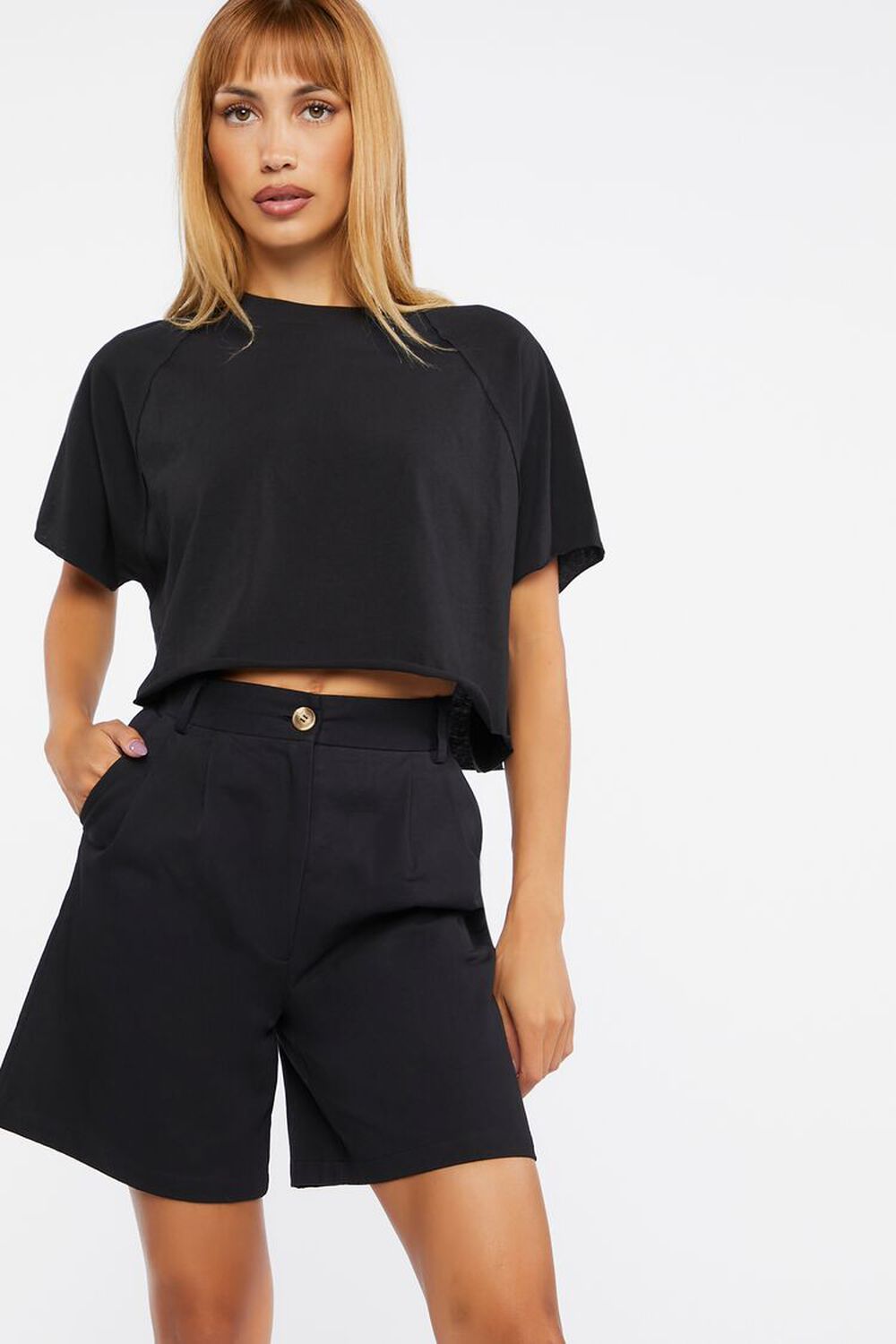 Raglan-Sleeve Cropped Tee | Forever 21 (US)