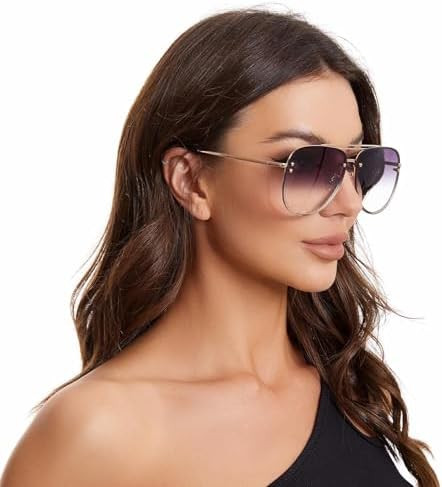 Trendy Oversized Aviator Sunglasses Womens, Retro Cute Big Shades Women's Fashion Sun Glasses UV ... | Amazon (US)