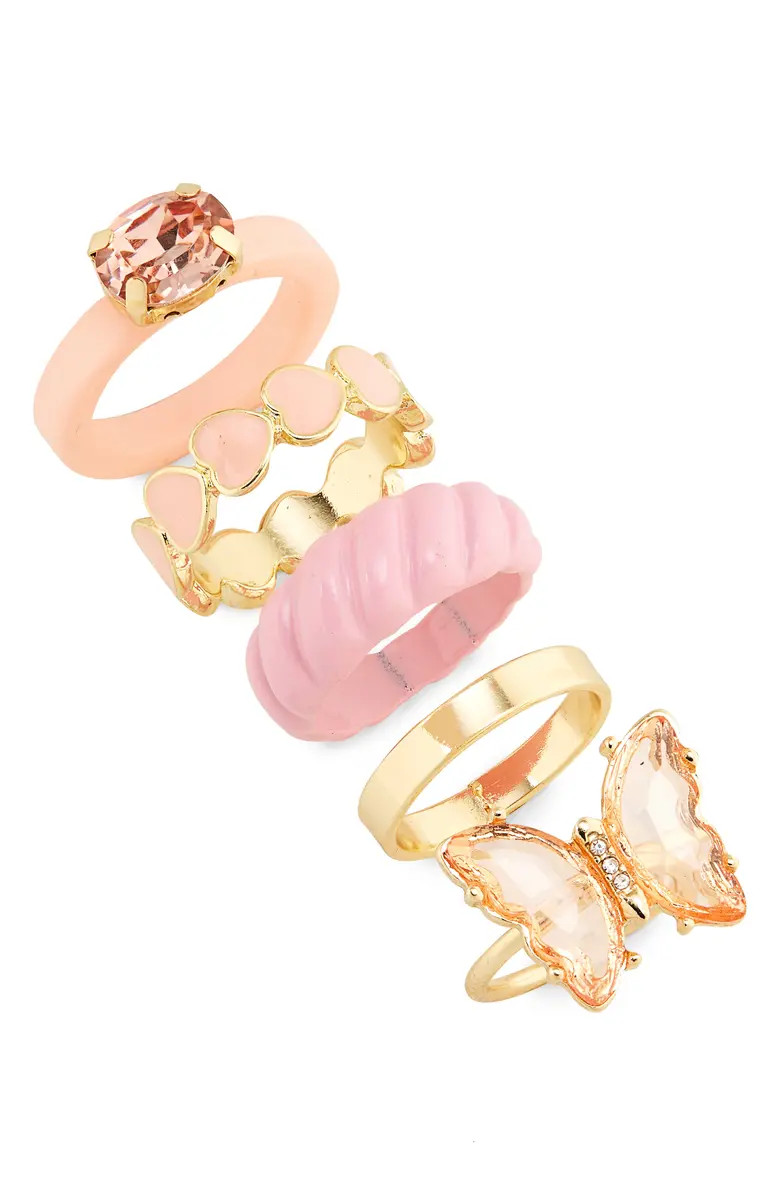 BP. Set of 5 Heart & Butterfly Rings | Nordstrom | Nordstrom