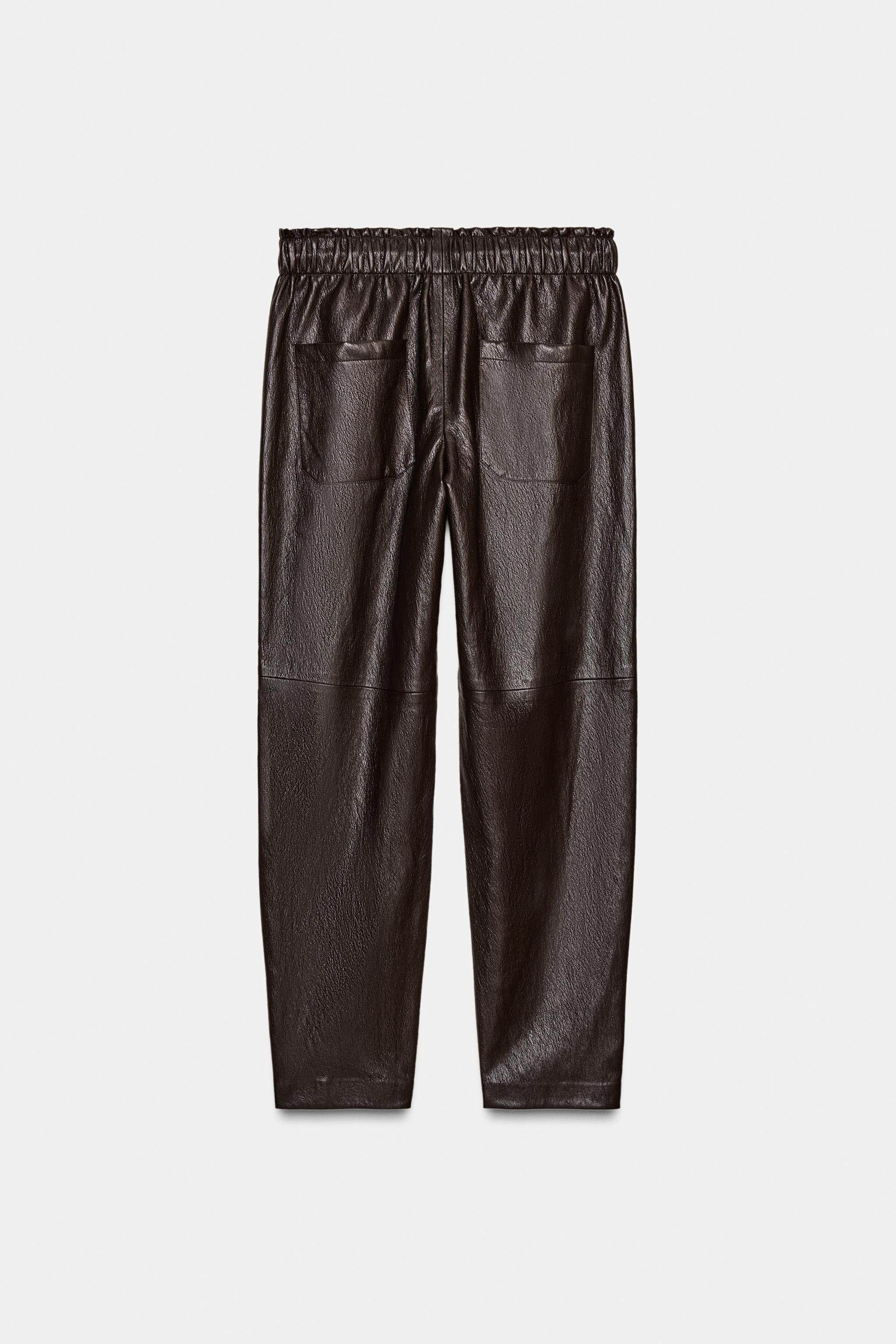 FAUX LEATHER TROUSERS WITH ELASTIC WAIST | Zara US