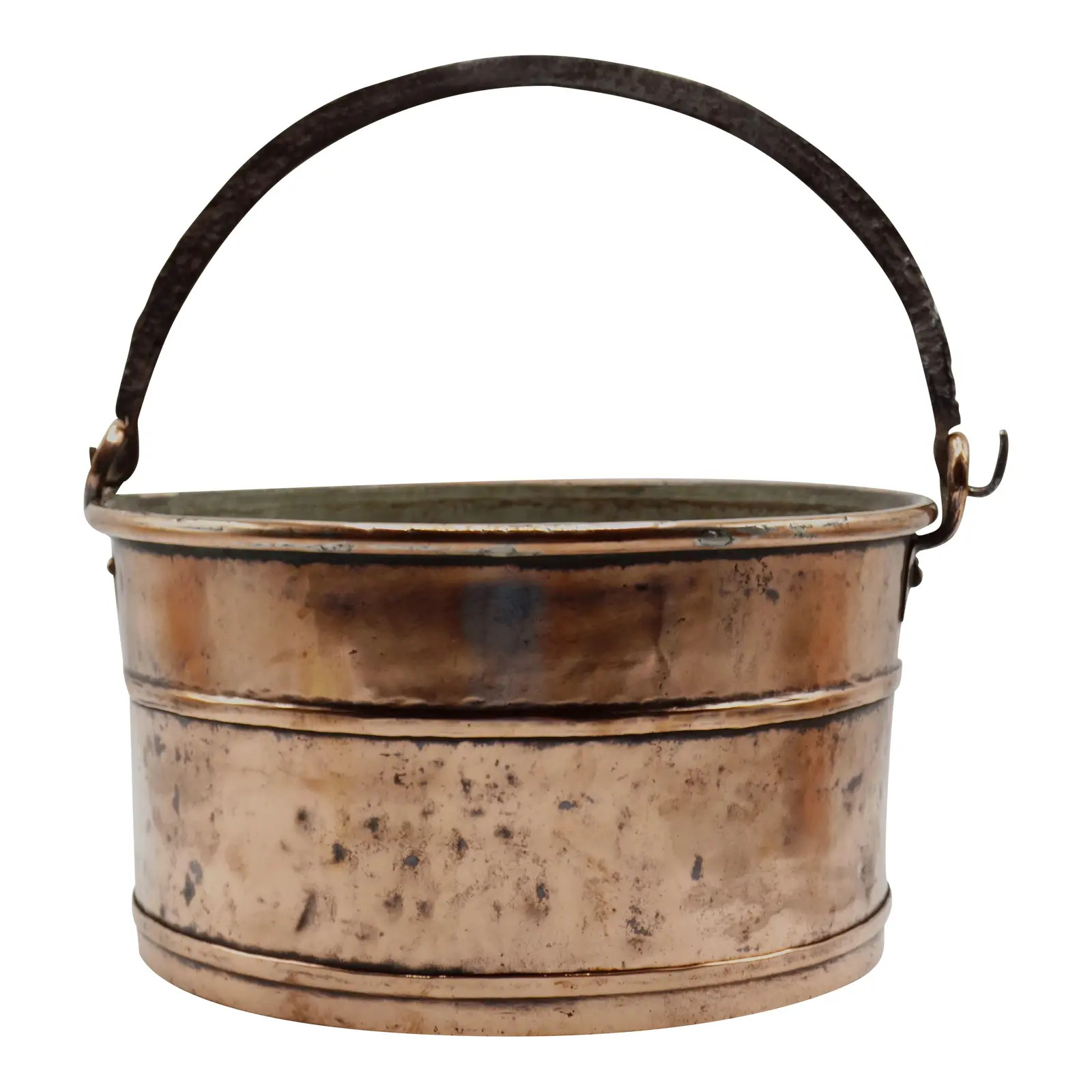Antique French Copper Pot With Iron Swing Handle | Chairish