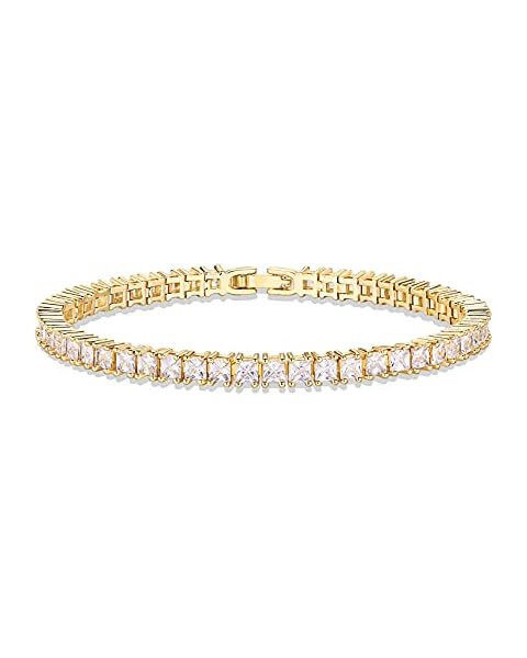 PAVOI 14K Gold Plated 3mm Cubic Zirconia Classic Tennis Bracelet | Gold Bracelets for Women | Siz... | Amazon (US)