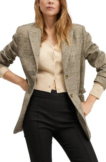 MANGO Oversize Windowpane Plaid Blazer | Nordstrom | Nordstrom