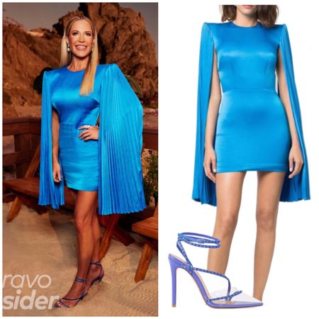 Jennifer Pedranti’s Real Housewives of Orange County Blue Pleated Sleeve Reunion Dress and Heels 📸 + Info = @bravotv