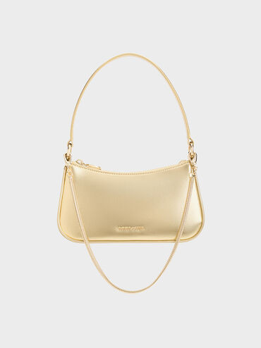 Metallic Curved Shoulder Bag
 - Gold | Charles & Keith US