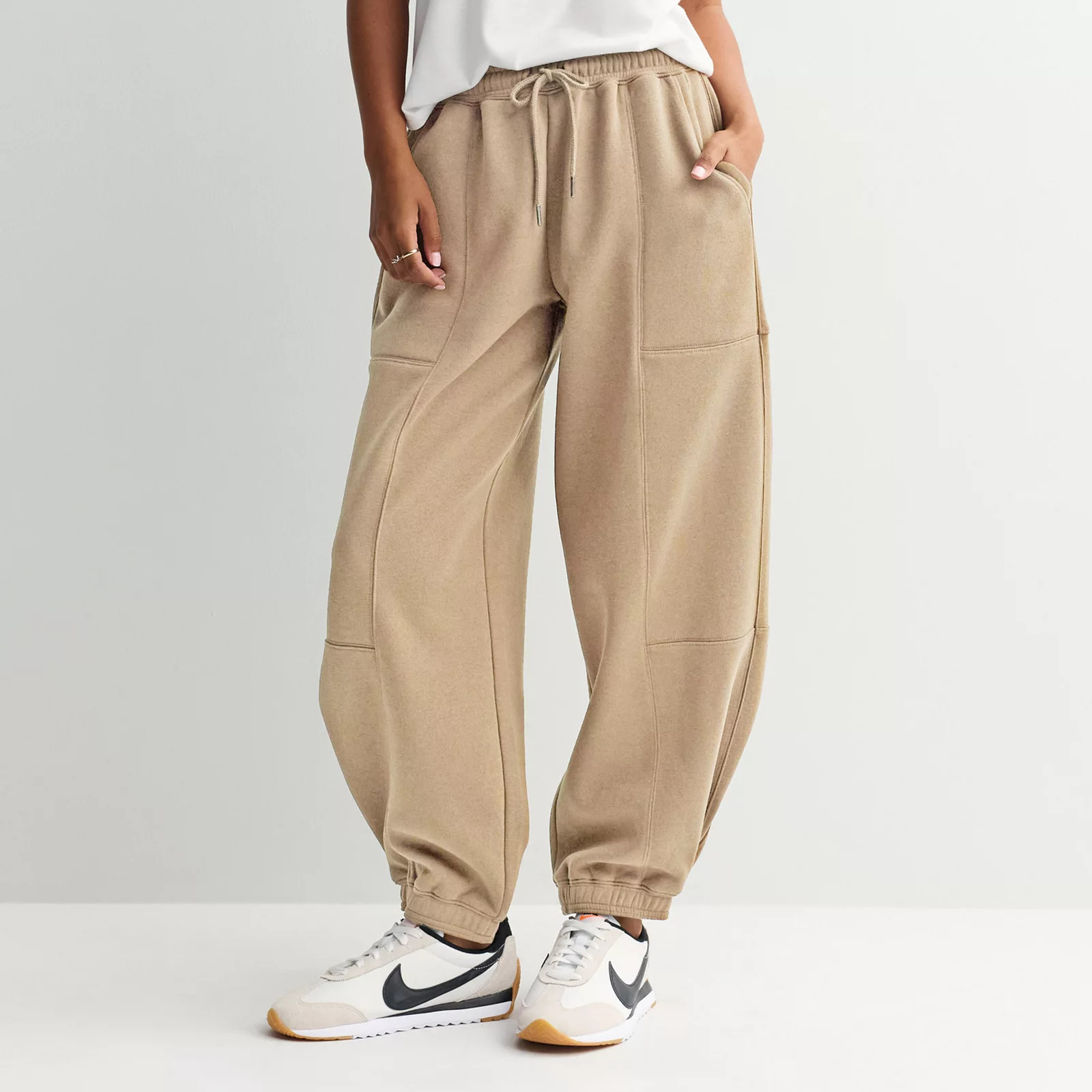 Juniors' Pink Republic Fleece Barrel Leg Joggers | Kohl's