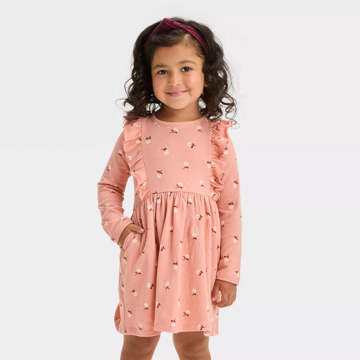 Toddler Girls' Gold Stars Long Sleeve Dress - Cat & Jack™ Off-White 3T | Target