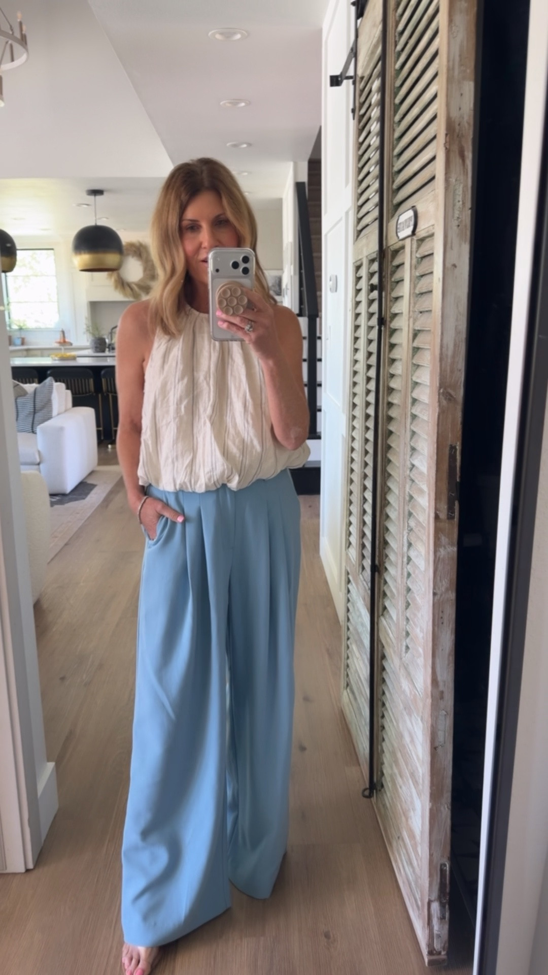 Wearing a small pant and small top Anthro sale through 5/10
Use code SPOILEDHOME20

#LTKvlog