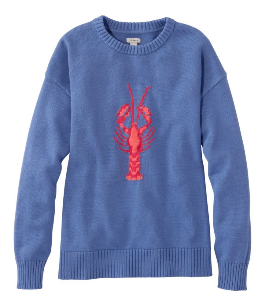 Women's The Original Double L Sweater, Novelty Crewneck Deep Lake Lobster Large, Cotton/Yarns L. L.Bean | L.L. Bean