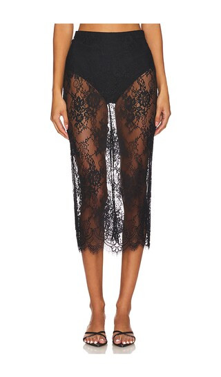 Makena Lace Pencil Skirt in Black | Revolve Clothing (Global)