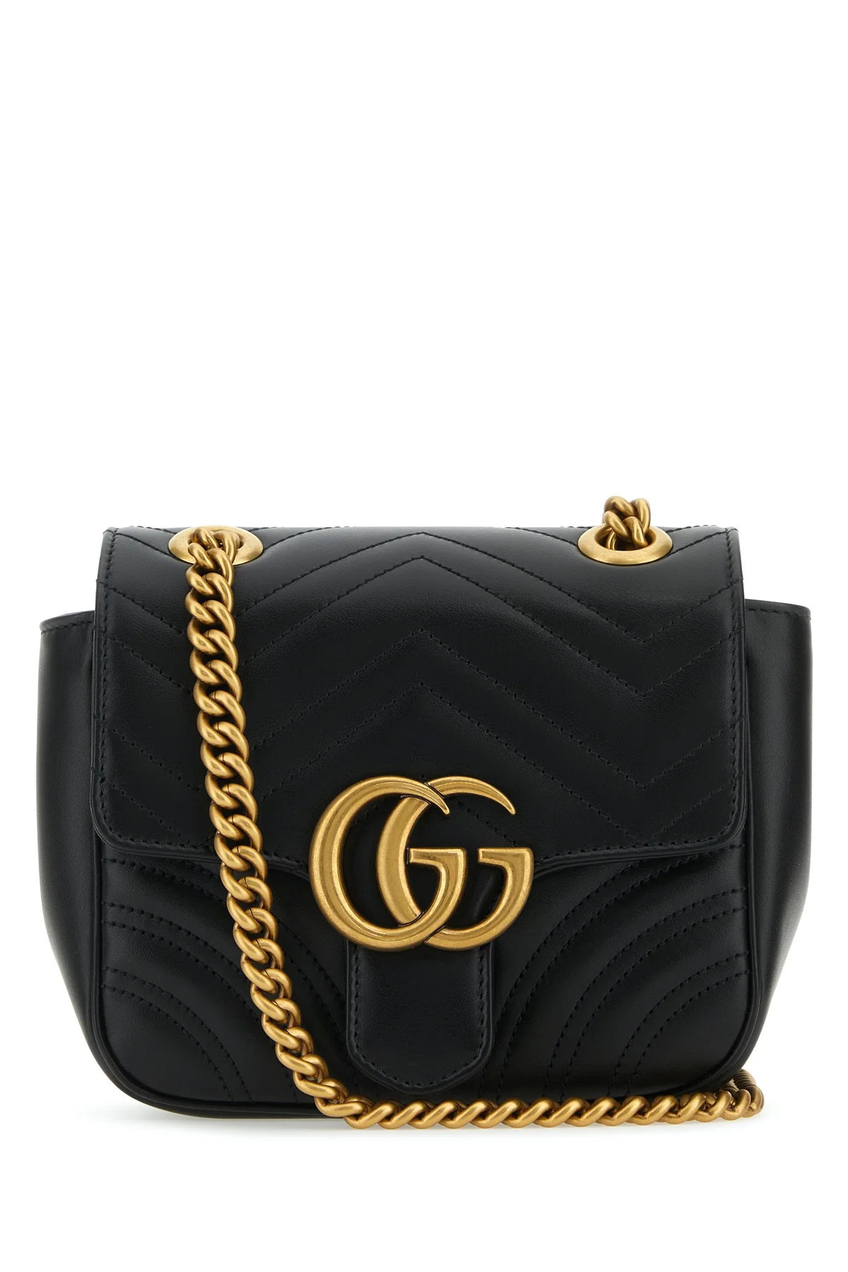Gucci Black Leather Mini Marmont Gg Crossbody Bag TU | Balardi