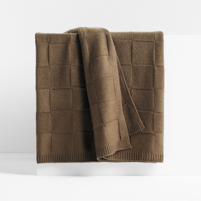 Atticus Square Knit Pindo Brown Throw by Jake Arnold + Reviews | Crate & Barrel | Crate & Barrel
