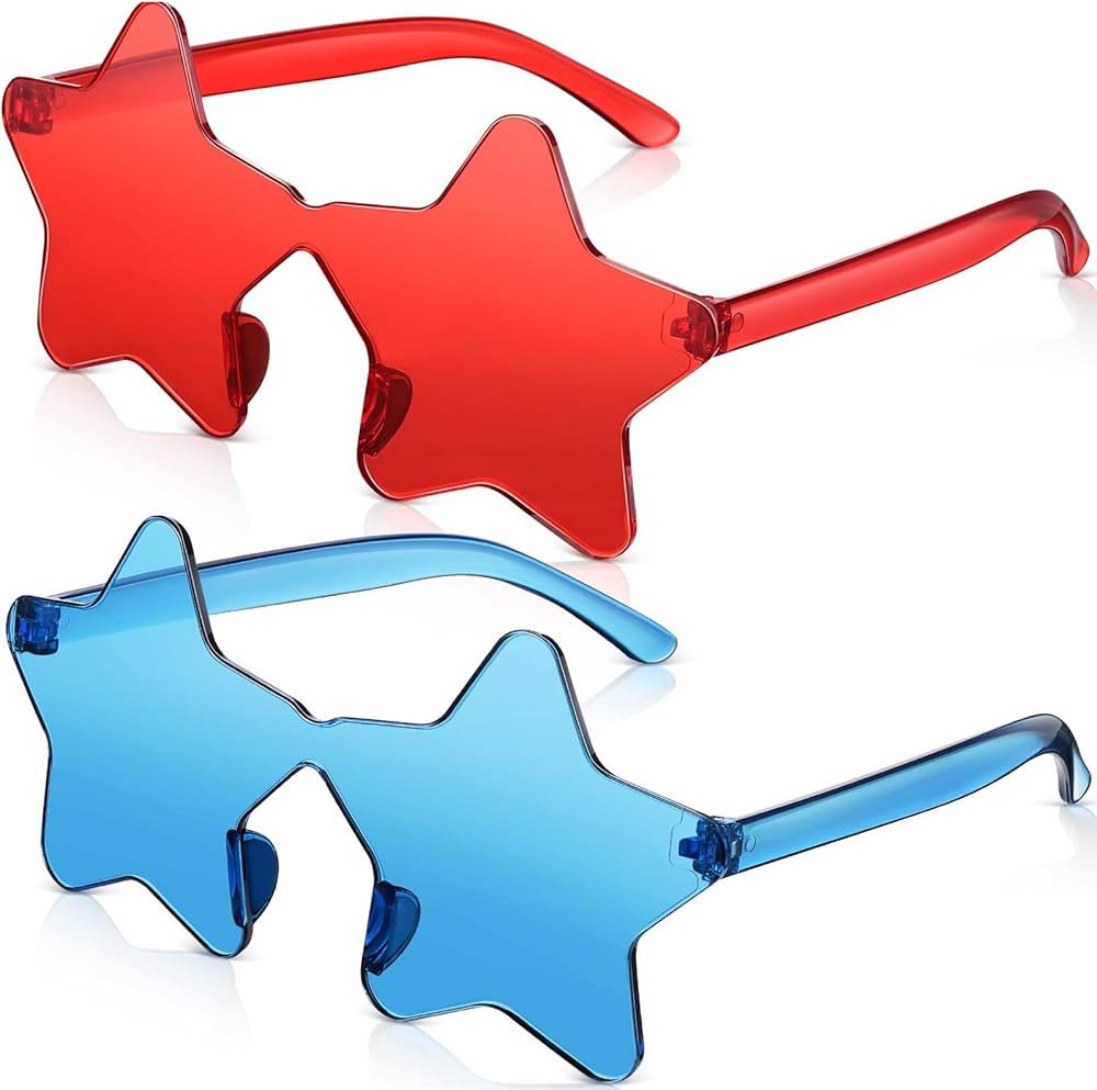 CHENGU 2 Pcs Star Shape Rimless Sunglasses Transparent Candy Color Sunglasses Party Favor for Gir... | Amazon (US)