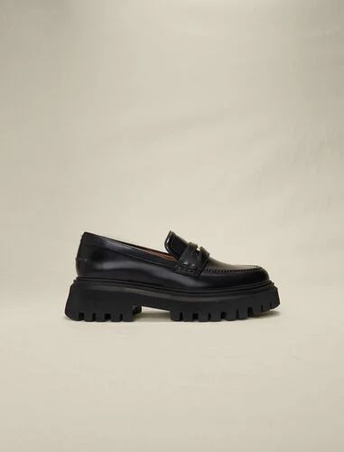 Leather platform loafers | Maje US