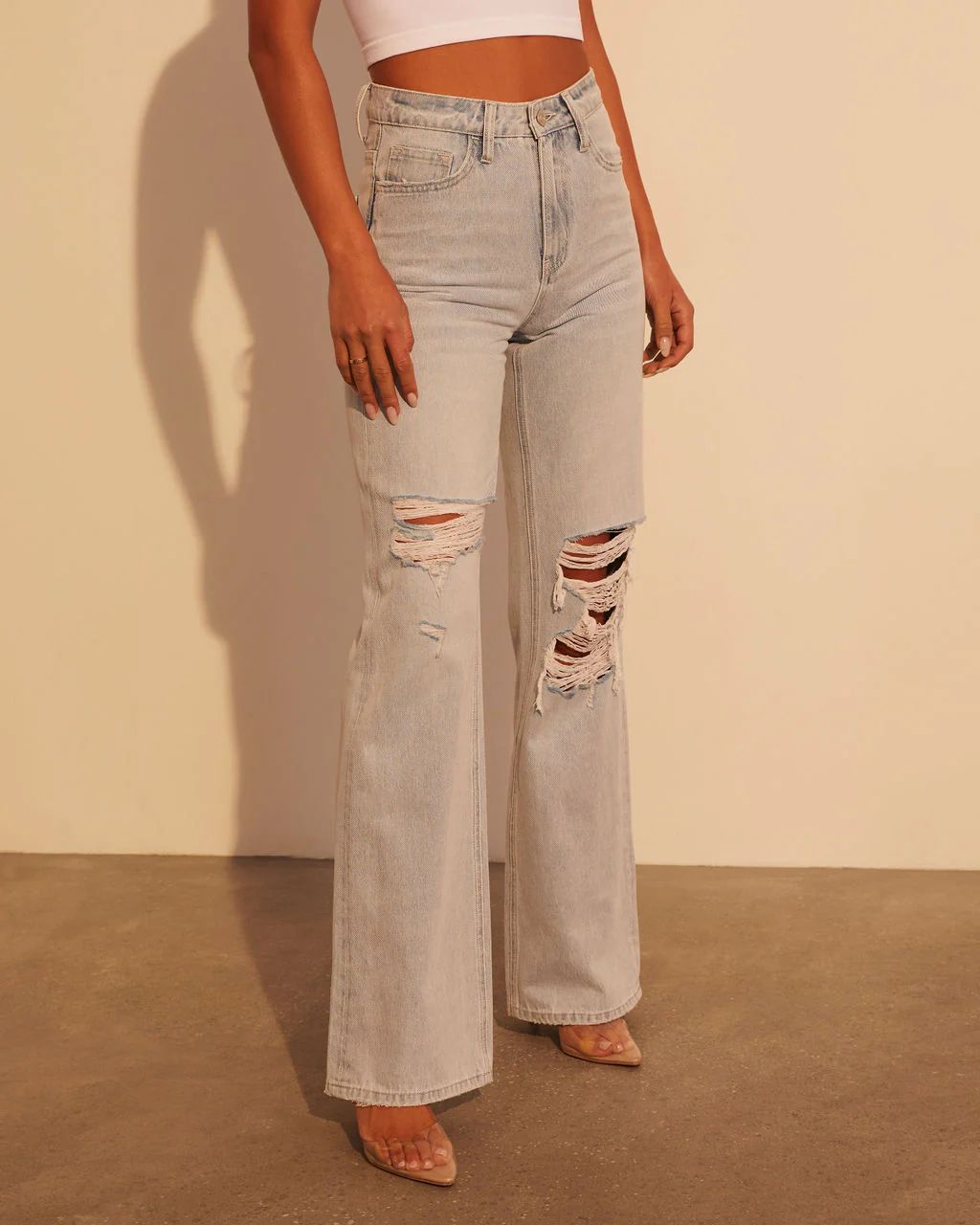 Alycia High Rise Distressed Wide Leg Jeans | VICI Collection