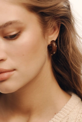 Shimmered Wood Hoop Earrings | Anthropologie (US)