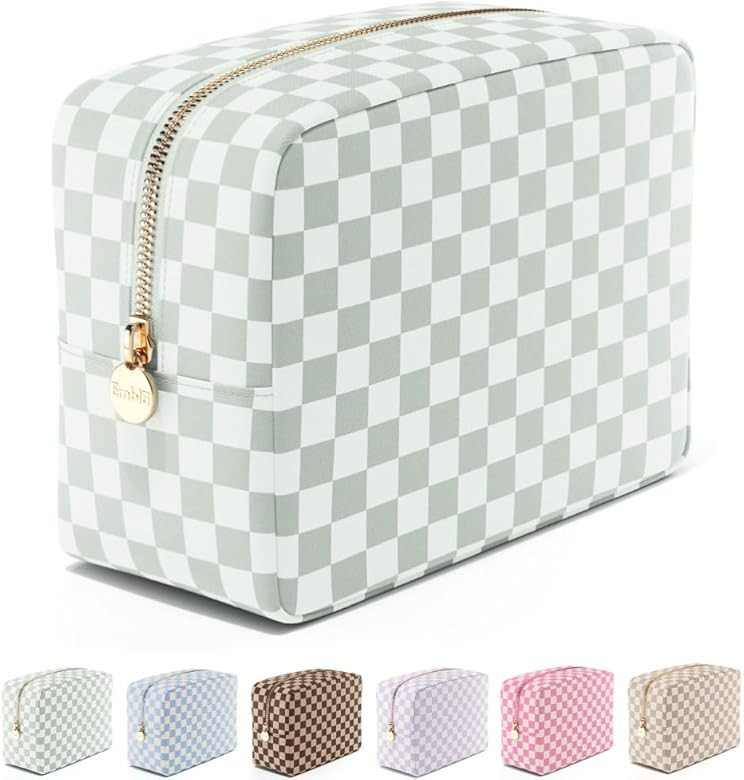 Embla Makeup Bag Travel Cosmetics Pouch and Toiletry Bag, Nylon Zipper Pouch Purse, Cute Make Up ... | Amazon (US)