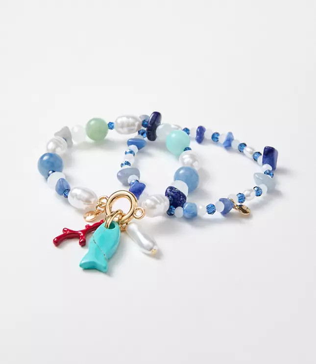 Pearlized Fish Beaded Stretch Bracelet Set | LOFT