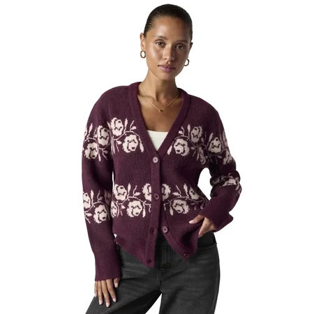 Mills by Millie Bobby Brown Women s Floral Jaquard Sweater Cardigan  Sizes XXS- XXL | Walmart (US)