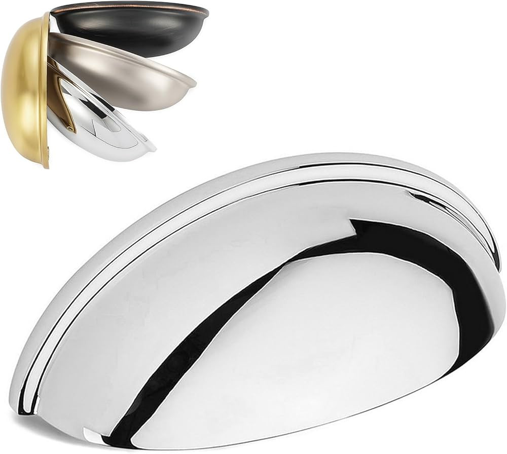 KOOFIZO 10 Pack 3 Inch Bin Cup Drawer Pulls Polished Chrome Cabinet Handles Chrome Cabinet Pulls ... | Amazon (US)