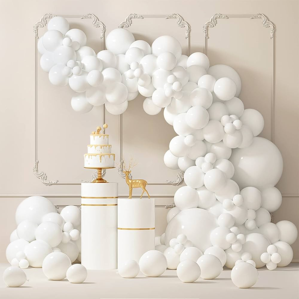 RUBFAC 87pcs White Balloons Different Sizes 18 12 10 5 Inches for Garland Arch, Premium Party Lat... | Amazon (US)