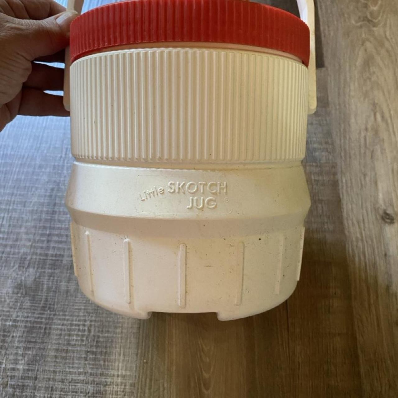 Little Skotch Jug red and white plastic jug with ... | Depop | Depop US