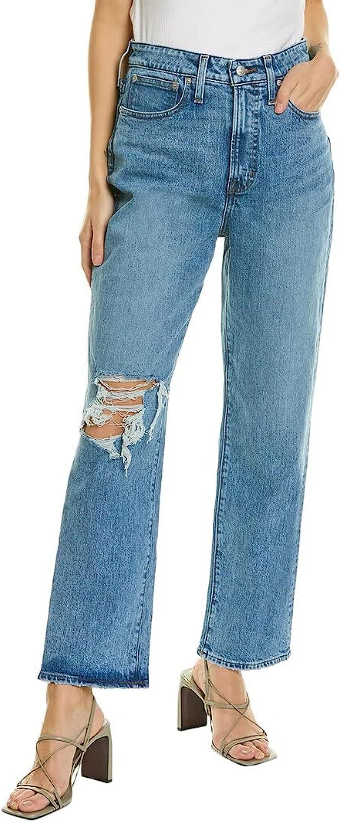 Madewell The Curvy Perfect Vintage Straight Jean in Kingsbury Wash: Ripped Knee Edition | Amazon (US)