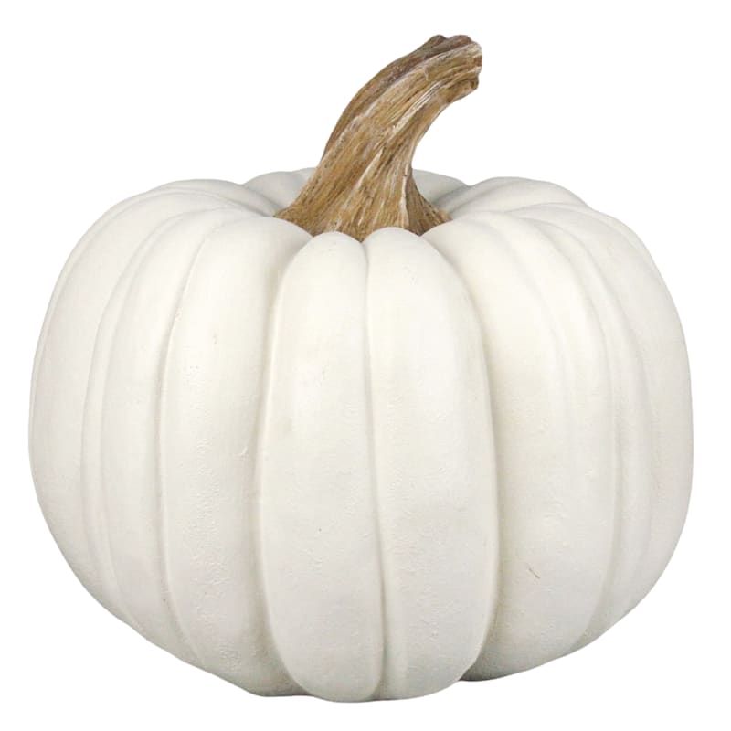 White Resin Round Pumpkin, 12" | At Home