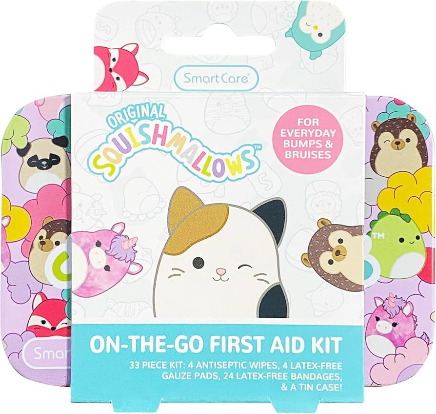 Squishmallow First Aid Kit Travel Essentials with Antiseptic Wipes, Cute Bandaids Variety Pack fo... | Amazon (US)