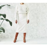 Cream Knit Sweater + Skirt Set, 1980S Chunky Cable & Tube Combo, Women's Vintage Jumper Size Small | Etsy (US)