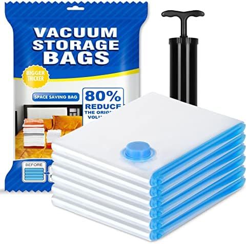 MecTo Vacuum Storage Bags 6 Pack Jumbo Space Saver Vacuum Storage Bags, Reusable Ziplock Vacuum Seal | Amazon (US)