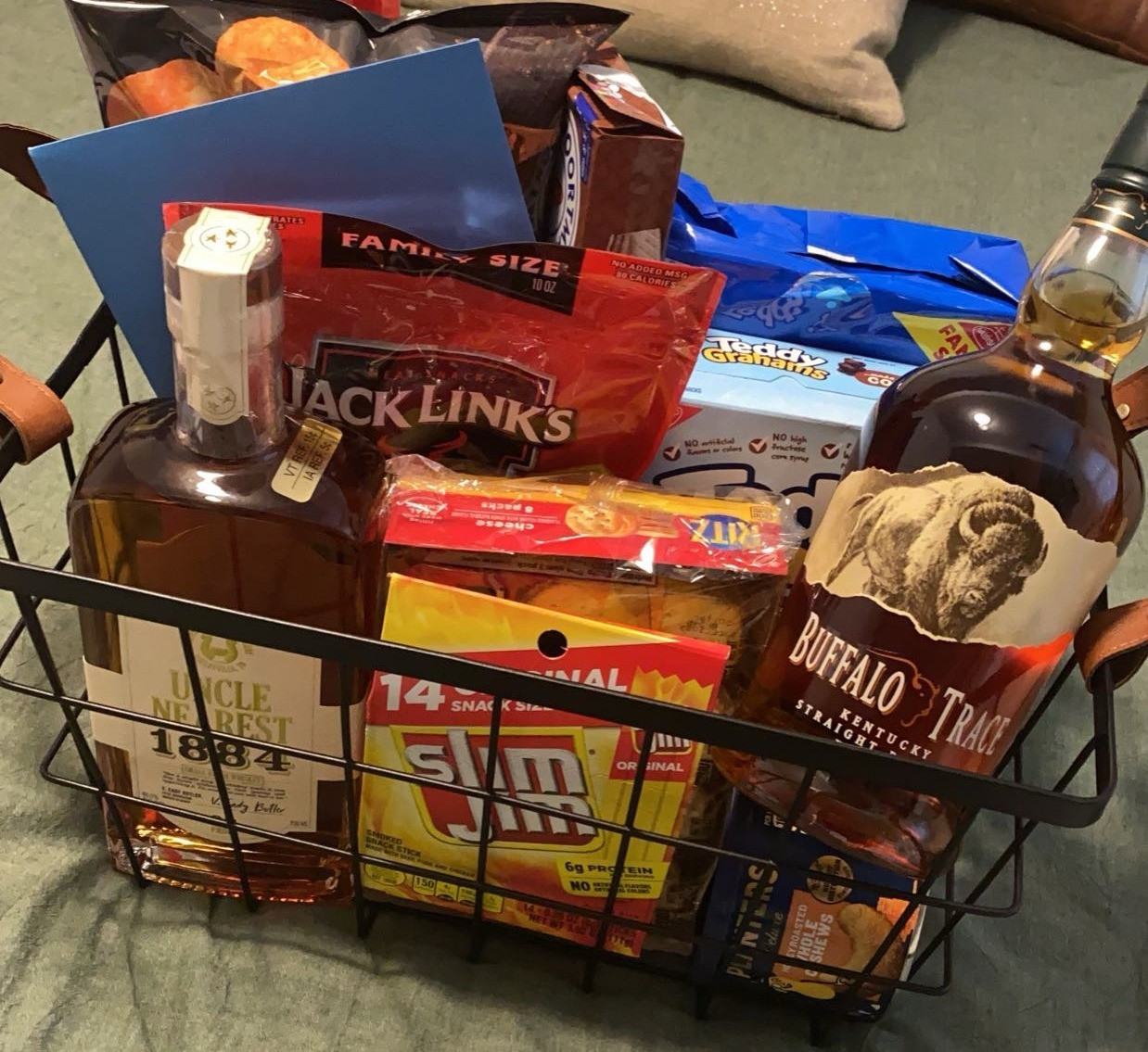 Grabs dad's favorite snacks and put them in a basket. It's thoughtful and easy! Win, Win!!

#FathersDay #GiftIdeas #Basket #Snacks 

 #LTKGiftGuide #LTKMens