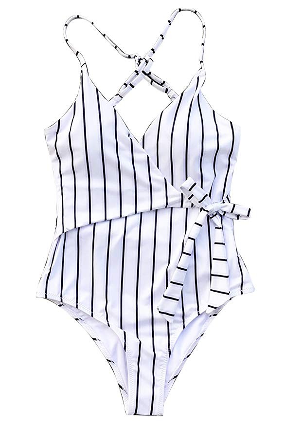 CUPSHE Women's Stay Young Stripe One-Piece Swimsuit Beach Swimwear | Amazon (US)