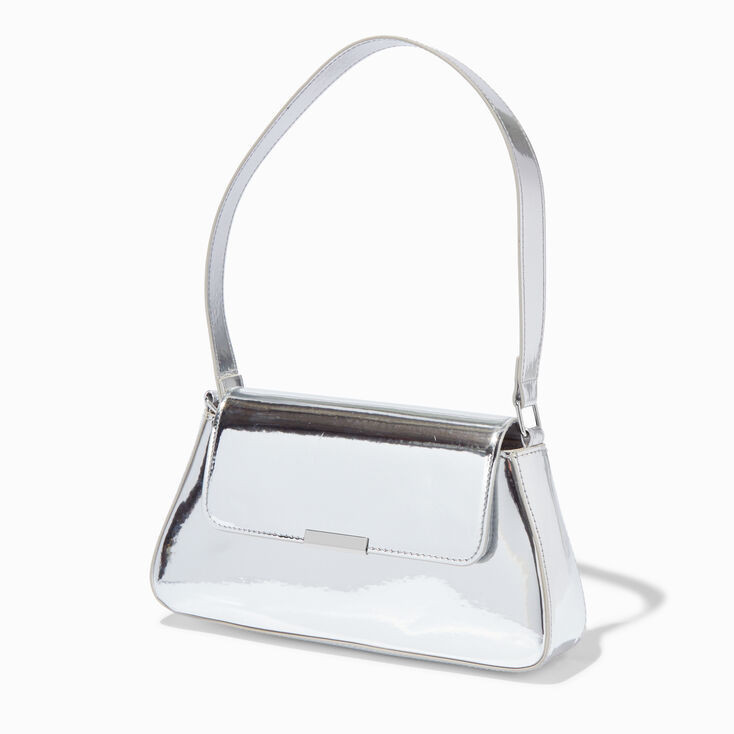 Mirrored Silver Baguette Shoulder Bag | Claire's (UK)