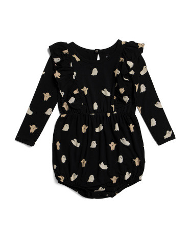 Infant Girls Long Sleeve Boo Bubble Romper | TJ Maxx