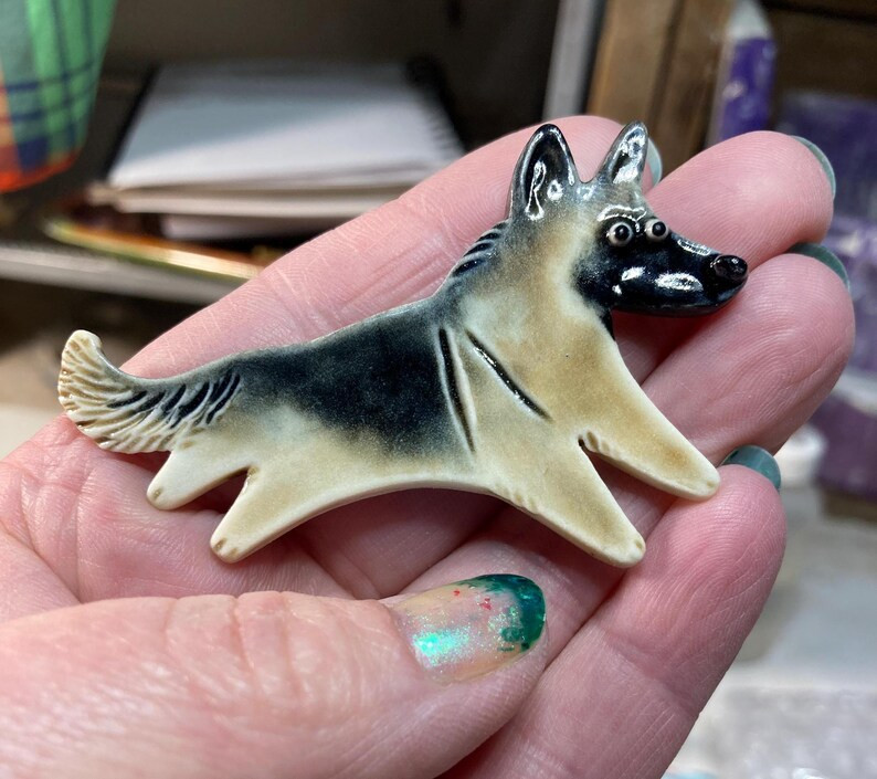 German Shepherd Dog Handmade Porcelain Ceramic Tile, Magnet, Pin or Ornament Tell Me Your Choice ... | Etsy (US)