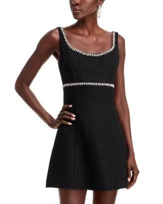 AQUA Rhinestone Trim Tweed Mini Dress - Exclusive  | Bloomingdale's Women | Bloomingdale's (US)
