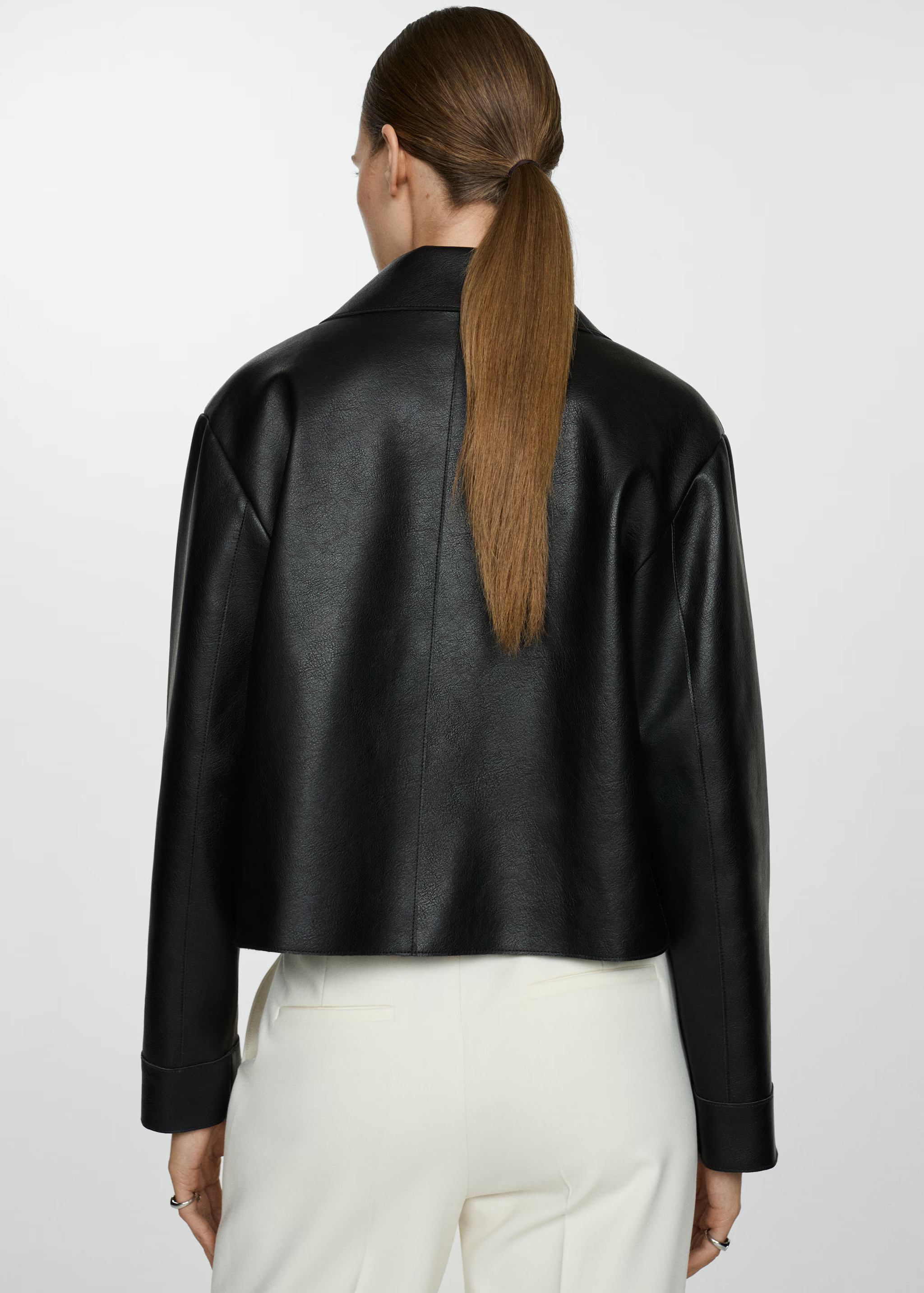 Faux leather jacket with pockets - Woman | MANGO United Kingdom | MANGO (UK)
