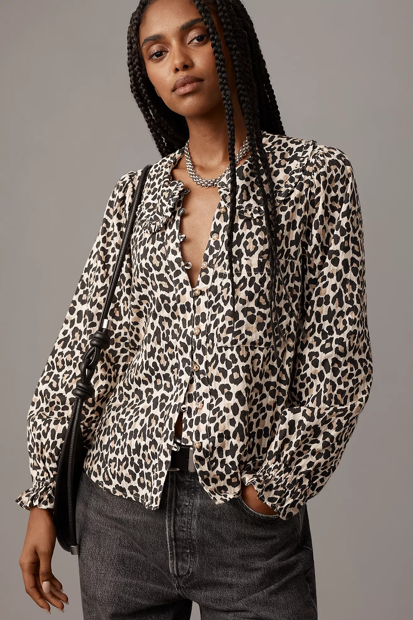 The Keira Collared Button-Front Blouse by Pilcro: Long-Sleeve Edition | Anthropologie (US)