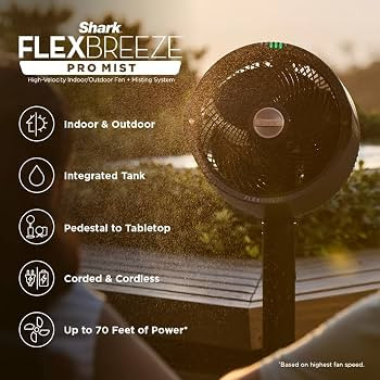 Shark FlexBreeze Pro Mist Fan, Indoor & Outdoor Oscillating Cooling Fan with Misting for Home & P... | Amazon (US)